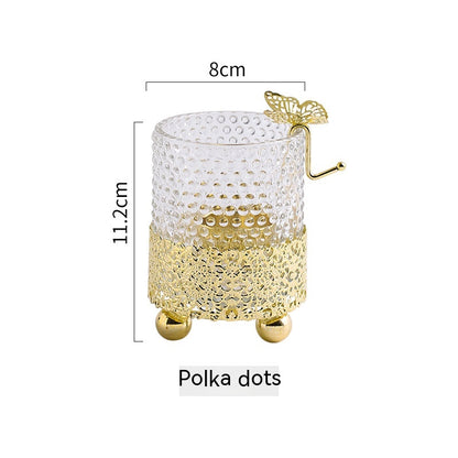 Electroplated Gold Lace Base Glass Candle Holder